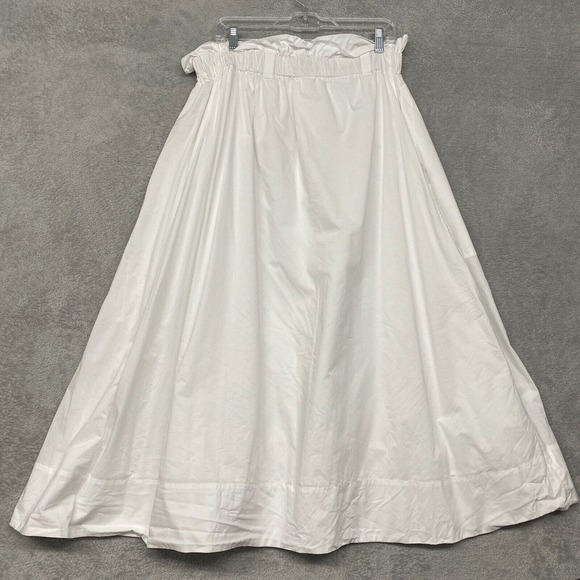 Everlane White Maxi A-Line Skirt with Smocked Detail - Picture 7 of 11